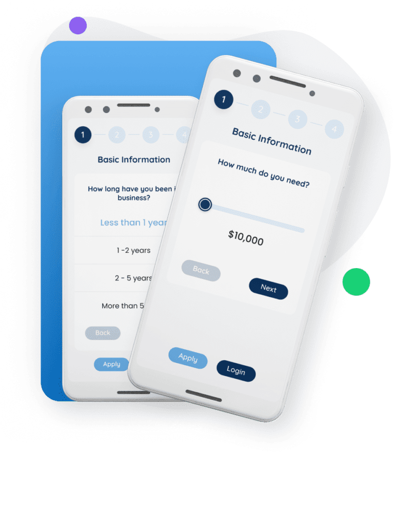 Our mobile view of our business loan dashboard