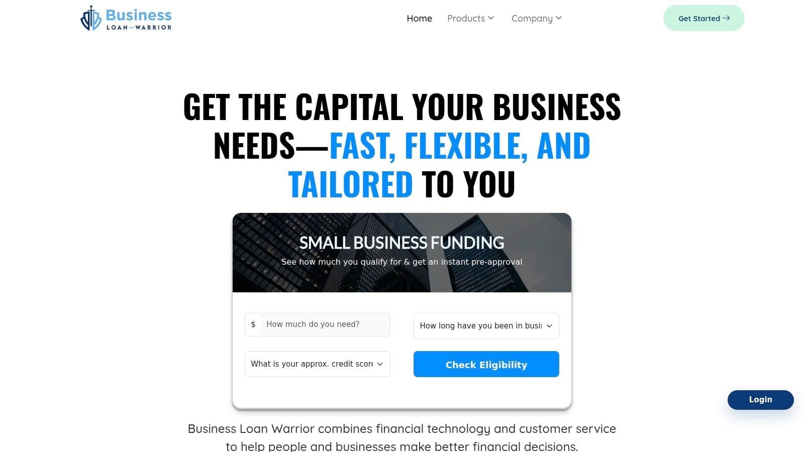 Screenshot from https://businessloanwarrior.com