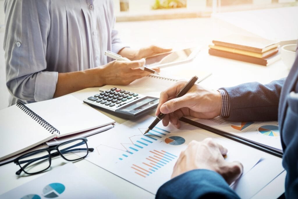 Businessman Financial Inspector Secretary making Report